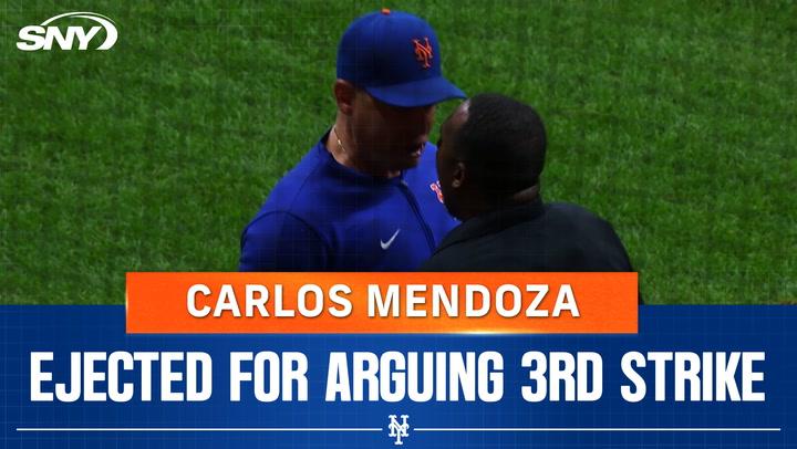 Mets manager Carlos Mendoza ejected after questionable strike three call on Francisco Alvarez