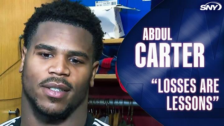 Abdul Carter with the quote "Losses are lessons" featured on SNY.