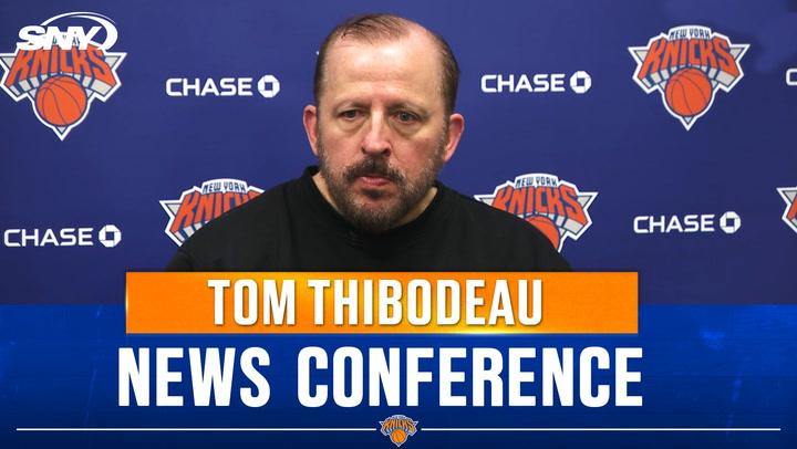 Coach Tom Thibodeau discusses Mitchell Robinson's active practice and Knicks' game plans.