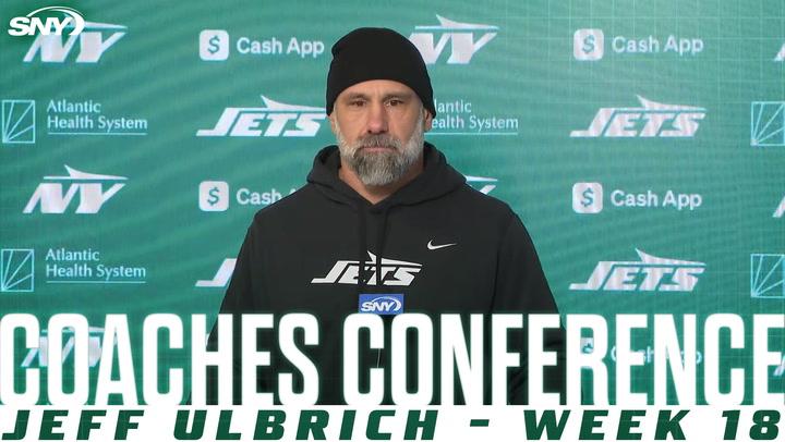 Jeff Ulbrich at Jets press conference discussing team culture and Jamien Sherwood's rise.