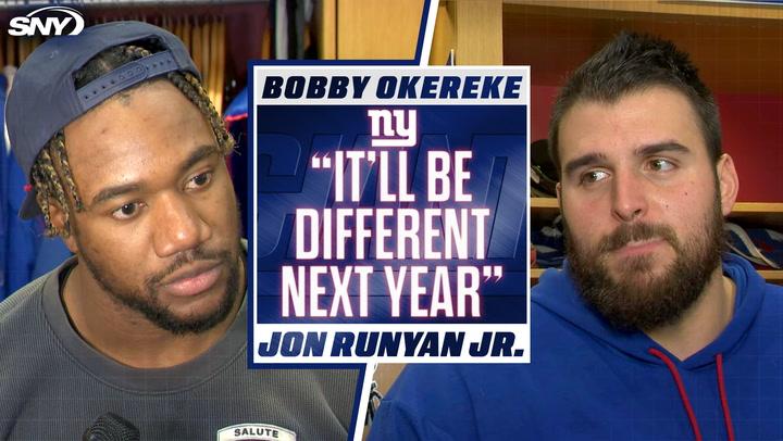 Bobby Okereke and Jon Runyan Jr. confident in Giants’ talent, eyeing a strong next season.