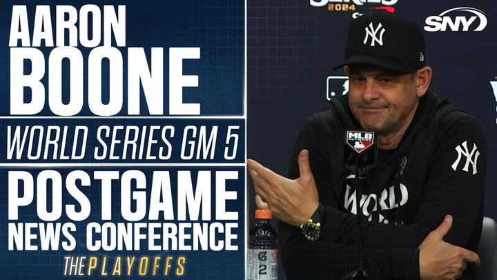 Aaron Boone discusses Yankees' 7-6 loss to Dodgers in World Series Game 5 postgame conference.