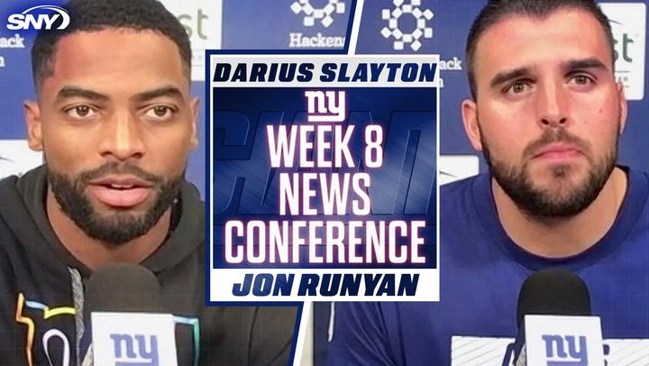 Darius Slayton and Jon Runyan discuss Giants' offense at Week 8 news conference, MetLife.