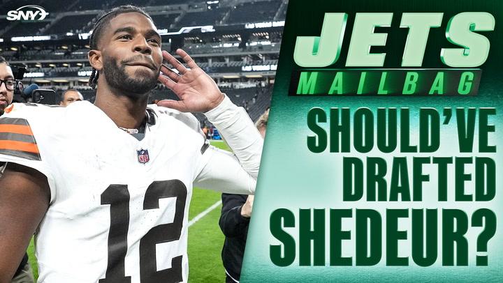 Jets Mailbag graphic with the question "Should've drafted Shedeur?" next to an NFL player wearing a number 12 jersey