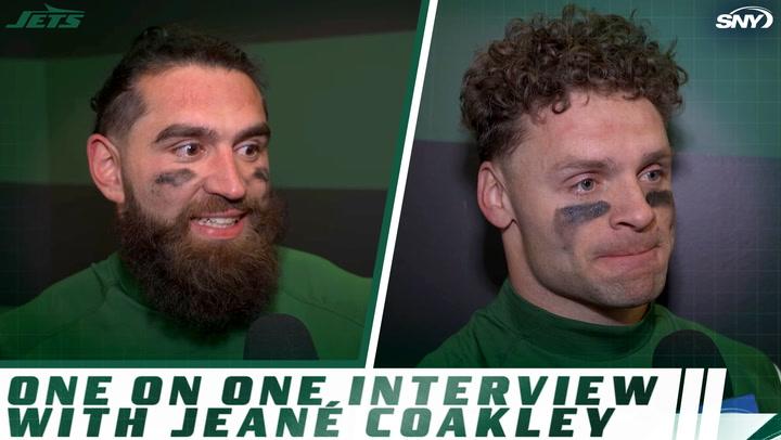Tyler Conklin and Ashtyn Davis discuss the Jets' season and celebrations post-Miami win.