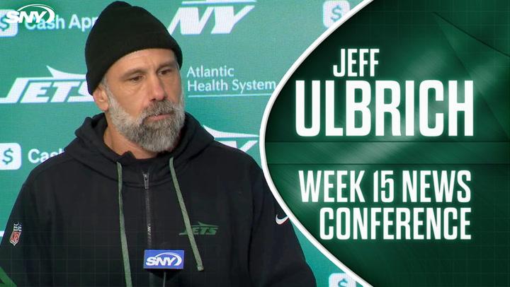 Jeff Ulbrich discusses Jets' lineup changes due to injuries at a news conference.