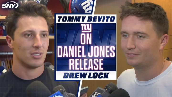 Tommy DeVito and Drew Lock react to Giants' release of Daniel Jones