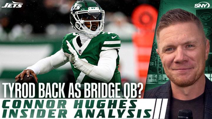 Jets quarterback Tyrod Taylor discussed as a bridge QB with analysis by Connor Hughes.