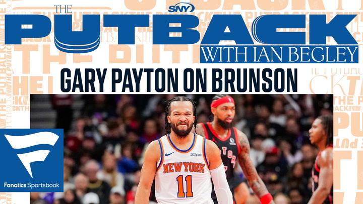 Jalen Brunson of the New York Knicks is featured under the headline "Gary Payton on Brunson" for SNY