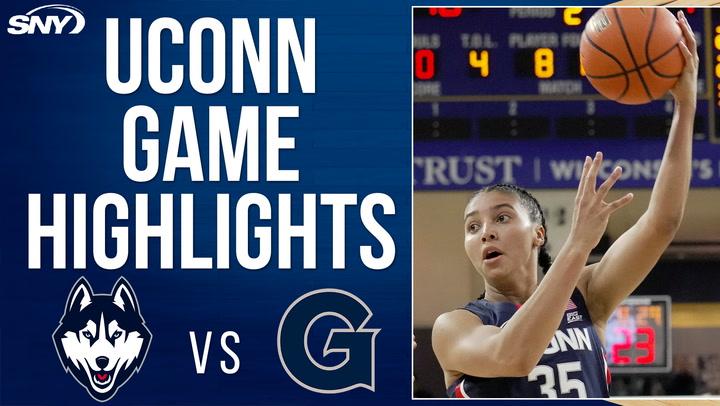 UConn vs Georgetown highlights: Azzi Fudd scores 21 points, leading UConn to a 73-55 win.