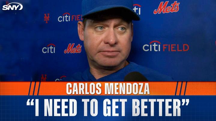 Carlos Mendoza says "I take responsibility" in Mets press conference at Citi Field.