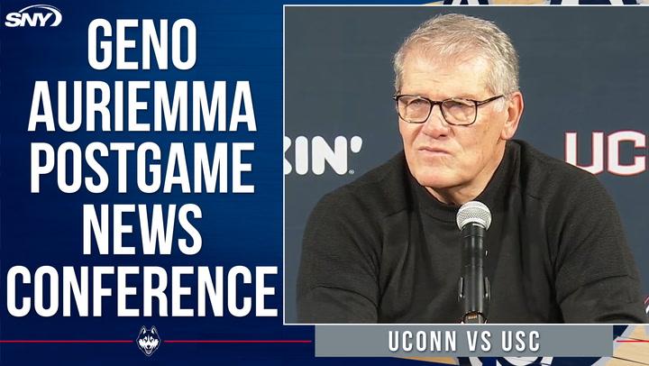 Geno Auriemma discusses UConn's comeback falling short against USC, losing 72-70.