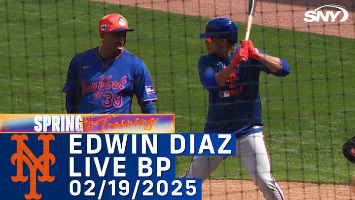 Juan Soto and Francisco Lindor take live BP from Edwin Diaz at Mets spring training