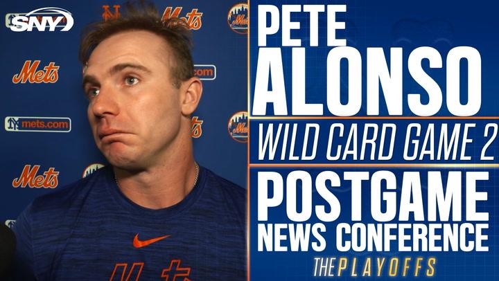 Mets slugger Pete Alonso talks tripping over bat, tough Game 2 loss, his future beyond Game 3