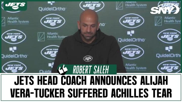 Robert Saleh announces Alijah Vera-Tucker suffered Achilles tear, discusses red zone offense and Bryce Hall