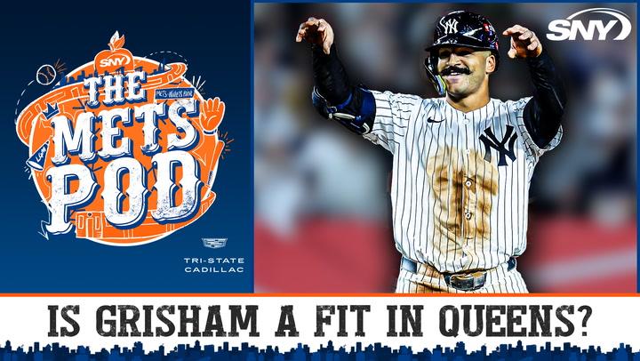 The Mets Pod questions if Grisham is a fit in Queens, featuring an image of Grisham in a Yankees uniform