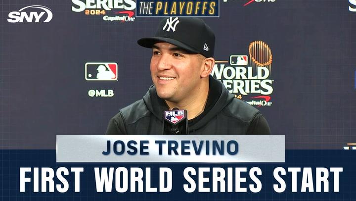 Yankees' Jose Trevino talks about his first World Series start in Game 3 against the Dodgers.