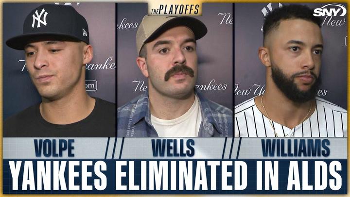 Devin Williams, Anthony Volpe, and Austin Wells on Yankees ALDS elimination