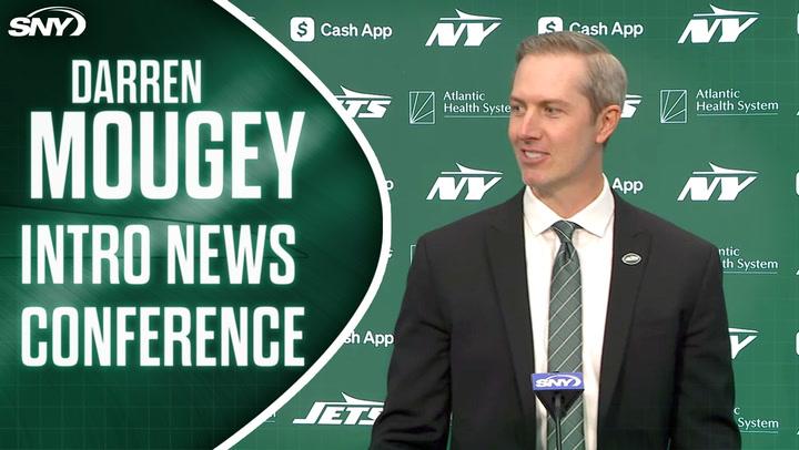 Darren Mougey discusses Jets' GM role and Super Bowl goals at his intro news conference.