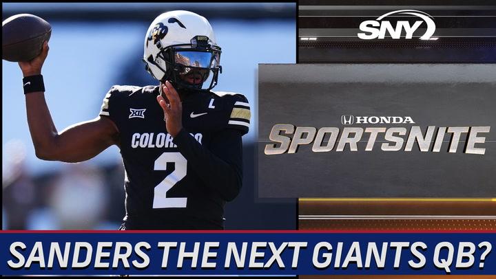 Colorado QB Shedeur Sanders on SportsNite, discussing Giants' future QB and Jets’ draft.