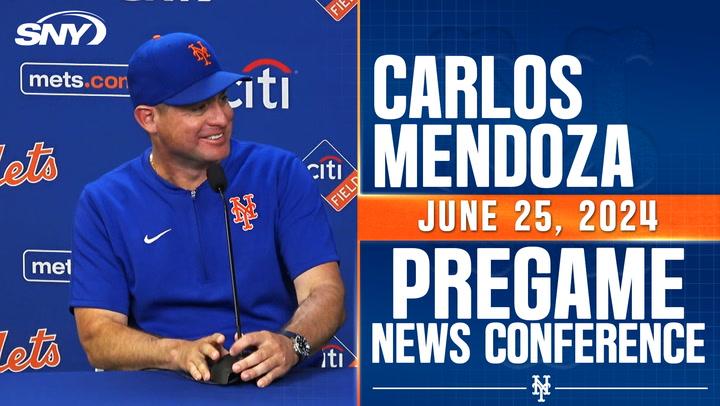 Carlos Mendoza discusses the Edwin Diaz suspension, Starling Marte's injury, and previews the Subway Series