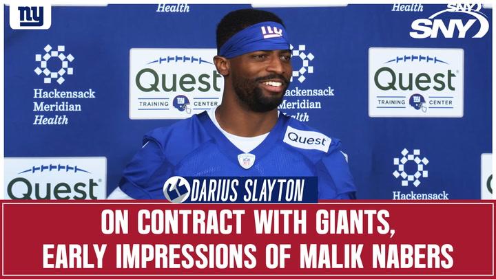 Giants wide receiver Darius Slayton talks contract issues, early impressions of rookie Malik Nabers