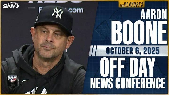 Aaron Boone Yankees October 6, 2025 off day news conference during the playoffs.