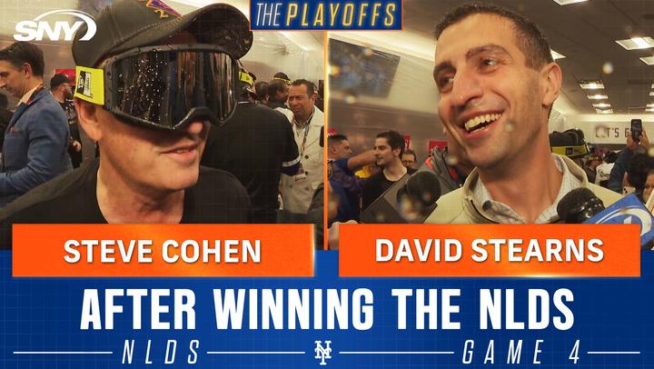 Steve Cohen and David Stearns celebrate Mets' NLDS win over Phillies, interviewed by SNY.