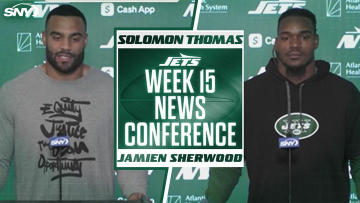 Jets' Jamien Sherwood and Solomon Thomas discuss defense vs. Jaguars in Week 15 conference.