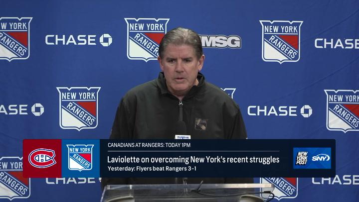 Peter Laviolette discusses lineup changes and strategies to snap the Rangers' losing streak.