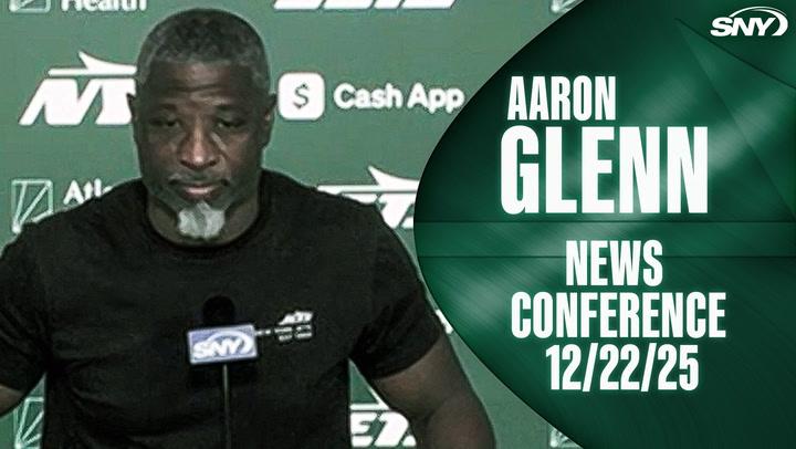 Aaron Glenn news conference for the Jets on 12/22/25 shown on SNY.
