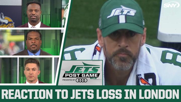 Bart Scott, Willie Colon, and Connor Rogers react to Jets' 23-17 loss to Vikings in London.