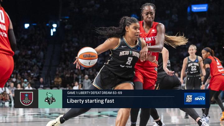 The Liberty beat the Dream 83-69 in Game 1 of their WNBA playoff series, starting fast for the win.