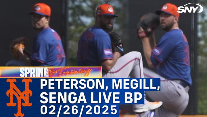 Mets' pitchers Kodai Senga, David Peterson, and Tylor Megill throw live BP