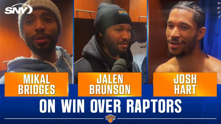 Jalen Brunson, Mikal Bridges, and Josh Hart discuss their win over the Raptors and Christmas game.