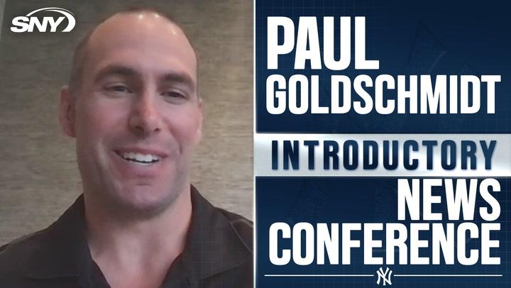 Paul Goldschmidt at Yankees news conference discusses Pete Alonso, Juan Soto, and joining a contender.