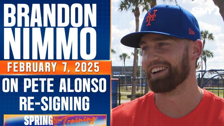 Brandon Nimmo reacts to Pete Alonso re-signing with the Mets