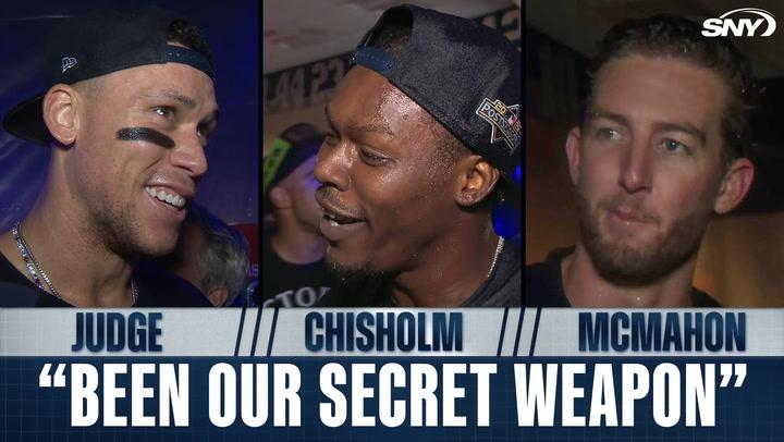 Judge, Chisholm, and McMahon with the quote "Been our secret weapon" shown at the bottom.