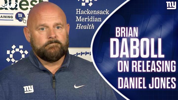 New York Giants coach Brian Daboll discusses releasing QB Daniel Jones in a press conference.