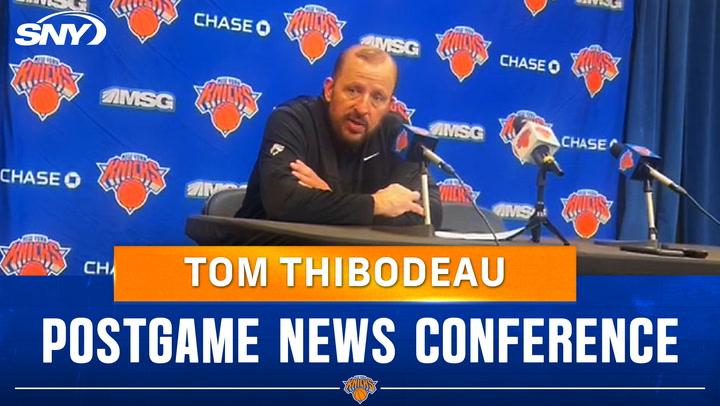 Tom Thibodeau addresses Knicks' growth, discusses Karl-Anthony Towns and recent game insights.