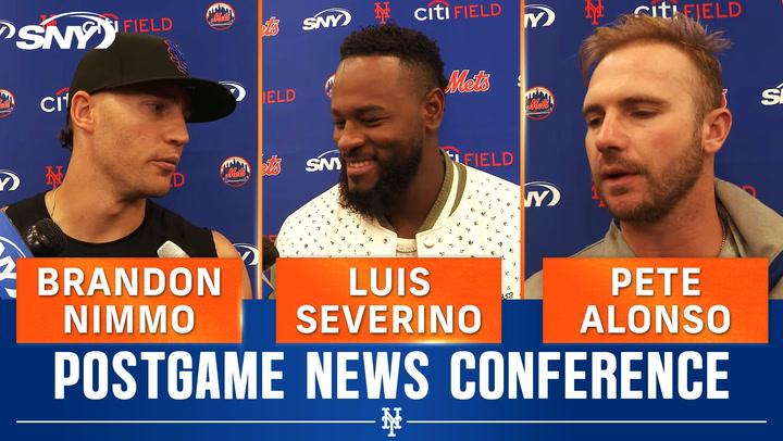 Brandon Nimmo, Luis Severino, and Pete Alonso on Mets scoring 10 runs in three straight games