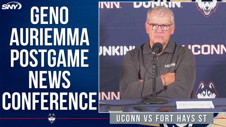 Geno Auriemma discusses UConn's win over Fort Hays State at a postgame news conference.