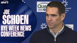Joe Schoen speaks at Giants bye week news conference.