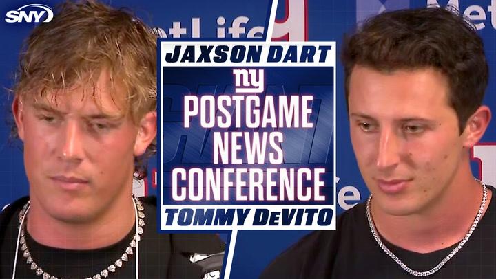 QBs Jaxson Dart and Tommy DeVito on having fun and competing after preseason win