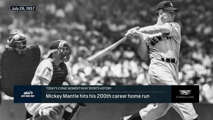 Mickey Mantle swinging bat.