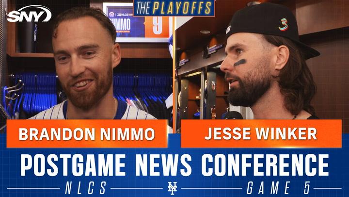 Brandon Nimmo and Jesse Winker talk big nights for bats in the Mets' Game 5 win over the Dodgers