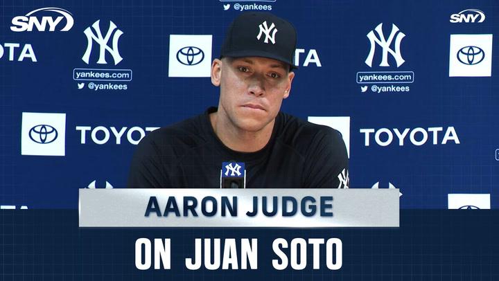 Aaron Judge discusses Juan Soto's move from Yankees to Mets for a better World Series shot.