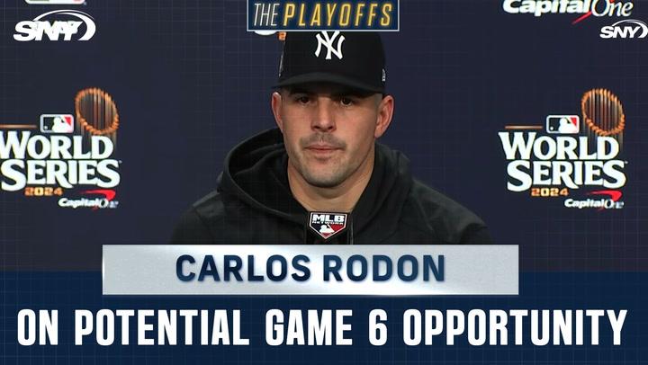 Carlos Rodon discusses his potential Game 6 start as Yankees eye win-or-go-home Game 5.