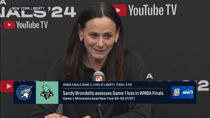 Sandy Brondello discusses Liberty's Game 1 loss to Lynx in WNBA Finals and plans for Game 2.