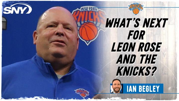 Leon Rose with Knicks logo